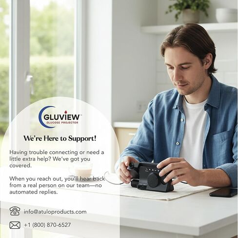 Gluview Glucose Projector Clock for Diabetes | FDA Cleared Continuous Glucose Monitor Display for Dexcom & Libre | Nighttime Glucose Tracking, Sleep-Friendly Display, Real-Time CGM Data Projection in Saudi Arabia