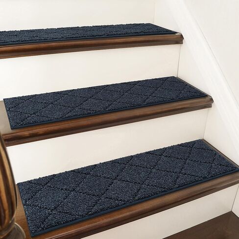 COSY HOMEER Edging Stair Treads Non-Slip Carpet Mat 28inX9in Indoor Stair Runners for Wooden Steps, Edging Stair Rugs for Kids and Dogs, 100% Polyester TPE Backing (15pc, Brown) in Saudi Arabia