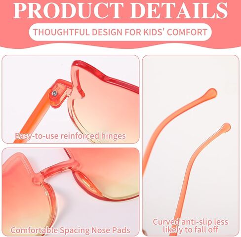 8 Pairs Kids Kitty Sunglasses, Cute Cat Shaped Bow Frames Sunglasses, Girls Gradient Color Glasses for Age 3-8 Years Old in Kuwait