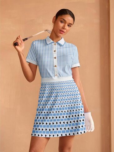 ACEGOLFS Women's Golf Tennis Dress Short Sleeve Collared Workout Athletic Dresses UPF 50+ Casual Golf Clothes for Women in Saudi Arabia