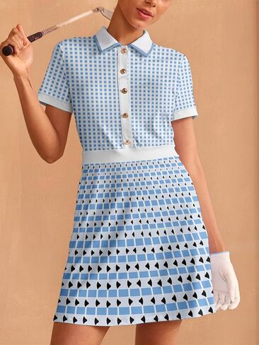 ACEGOLFS Women's Golf Tennis Dress Short Sleeve Collared Workout Athletic Dresses UPF 50+ Casual Golf Clothes for Women in Saudi Arabia