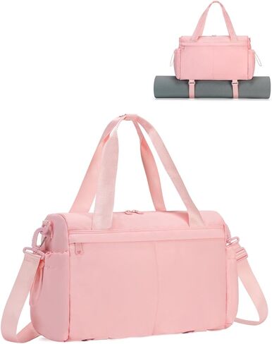 Small Gym Bag, Mini Gym Bag for Women with Yoga Mat Holder and Wet Compartment, Cute Small Yoga Mat Bag with Water Bottle Pocket for Workout Dance, Pink in Kuwait