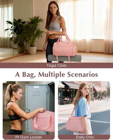 Small Gym Bag, Mini Gym Bag for Women with Yoga Mat Holder and Wet Compartment, Cute Small Yoga Mat Bag with Water Bottle Pocket for Workout Dance, Pink in Kuwait