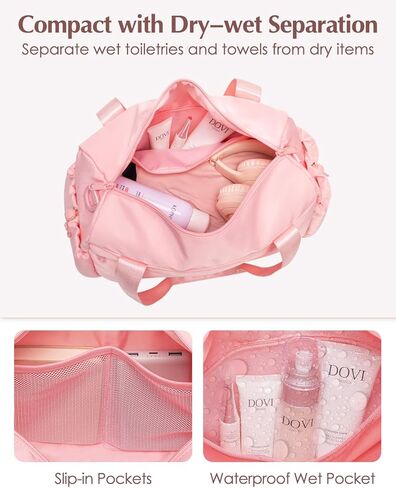 Small Gym Bag, Mini Gym Bag for Women with Yoga Mat Holder and Wet Compartment, Cute Small Yoga Mat Bag with Water Bottle Pocket for Workout Dance, Pink in Kuwait