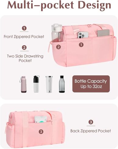 Small Gym Bag, Mini Gym Bag for Women with Yoga Mat Holder and Wet Compartment, Cute Small Yoga Mat Bag with Water Bottle Pocket for Workout Dance, Pink in Kuwait