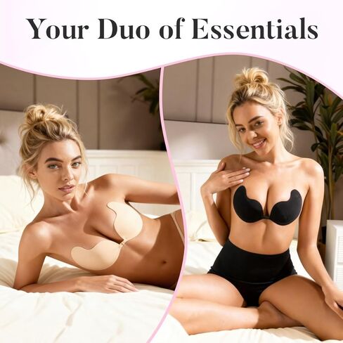Sticky Bra Push Up – Backless, 2 Pair Invisible Adhesive Strapless Bra with Clip - A-D Cup in Saudi Arabia