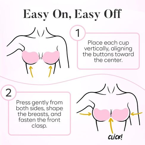 Sticky Bra Push Up – Backless, 2 Pair Invisible Adhesive Strapless Bra with Clip - A-D Cup in Saudi Arabia
