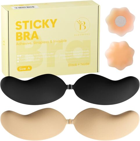 Sticky Bra Push Up – Backless, 2 Pair Invisible Adhesive Strapless Bra with Clip - A-D Cup in Saudi Arabia