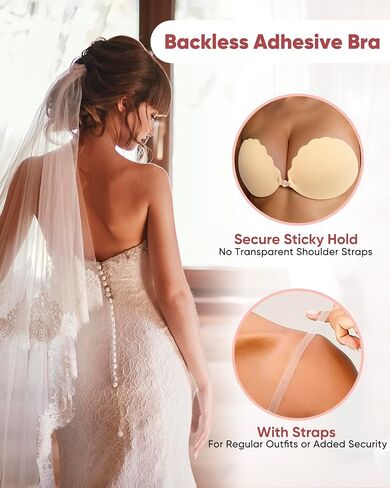 Push Up Sticky Bra, Thick Padded Adhesive Invisible Backless Strapless Bra for Women in Saudi Arabia