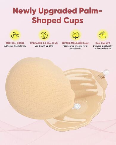 Push Up Sticky Bra, Thick Padded Adhesive Invisible Backless Strapless Bra for Women in Saudi Arabia