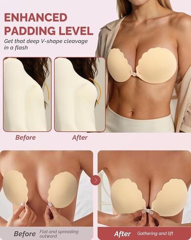 Push Up Sticky Bra, Thick Padded Adhesive Invisible Backless Strapless Bra for Women in Saudi Arabia