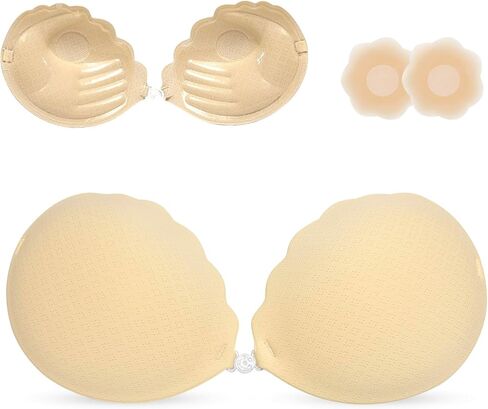 Push Up Sticky Bra, Thick Padded Adhesive Invisible Backless Strapless Bra for Women in Saudi Arabia