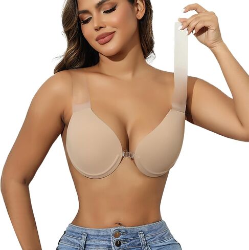 Strapless Sticky Push Up Bra for Large Breasts,Backless Adhesive Invisible Bra for Dress in Saudi Arabia
