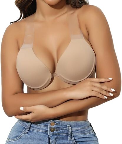 Strapless Sticky Push Up Bra for Large Breasts,Backless Adhesive Invisible Bra for Dress in Saudi Arabia