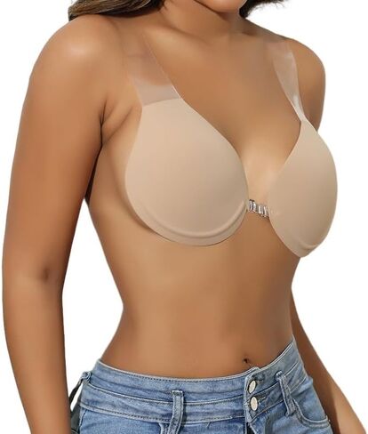 Strapless Sticky Push Up Bra for Large Breasts,Backless Adhesive Invisible Bra for Dress in Saudi Arabia