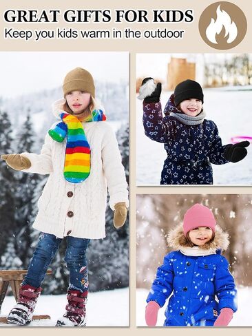 8 Pcs Toddler Baby Beanie Hat and Mitten Winter Warm Fleece Knitted Hat Glove for Kids Newborn Boy Girl, 3-6 Years in Saudi Arabia