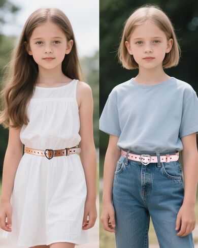 Girls Belt PU Leather Waist Belt with Heart Shaped Metal Buckle for Jeans Dress Pants Youth Adjustable Skinny Belt in Saudi Arabia