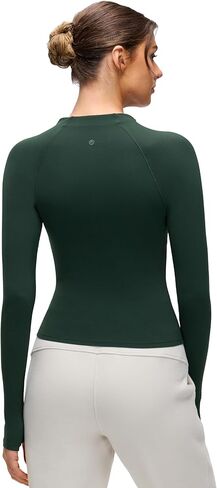 قمصان CRZ YOGA Softembrace نصف سحاب وأكمام طويلة للنساء - قمصان كاجوال للخروج مع سحاب ربع ناعم مع فتحات إبهام in Kuwait