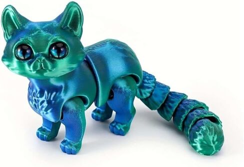 6.3 Inch 3D Printed Blue Green Cat Collectible Figurine for Home Office Executive Desk Decor in Saudi Arabia