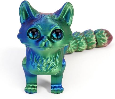 6.3 Inch 3D Printed Blue Green Cat Collectible Figurine for Home Office Executive Desk Decor in Saudi Arabia