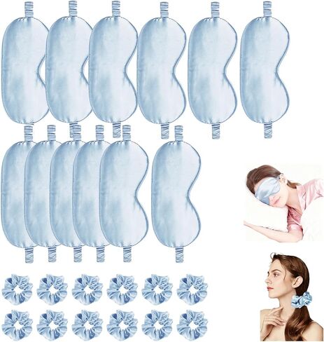 24Pcs Satin Eye Mask Silk Sleep Masks Silky Eyes Cover Blackout Blindfold Eyeshade Scrunchies Hair Ties Travel Wedding Gift in Saudi Arabia