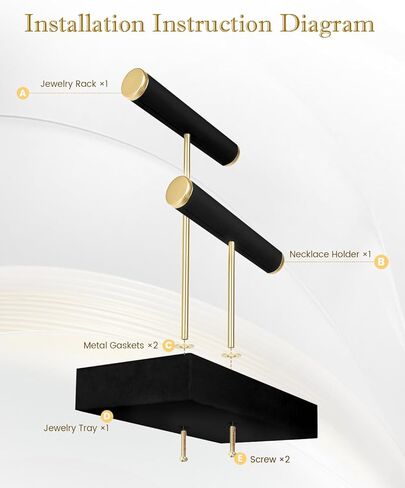 REMIT 2 Tier Jewelry Holder Organizer with Tray -Jewelry Stand,Jewelry Holder Display for Necklace, Watches,Rings,Earrings,Bangle,Christmas gift for Women Black in Saudi Arabia