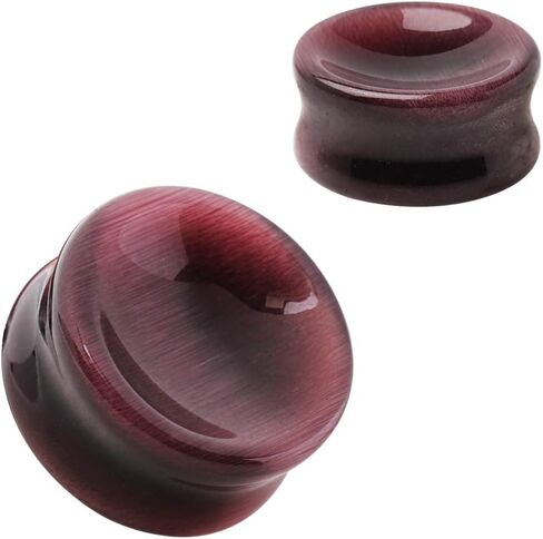Natural Purple Cat's Eye Concave Stone Saddle Plug in Saudi Arabia