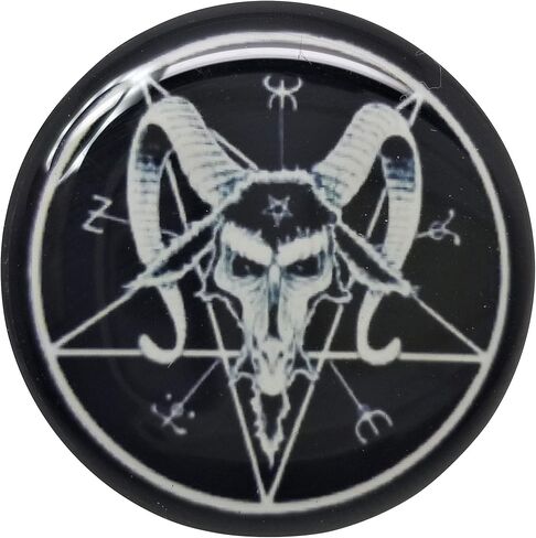 Pierced Republic Black & White Baphomet Ear Plugs - Acrylic Screw-On - 10 Sizes - *Pair* (0 Gauge (8mm)) in Saudi Arabia