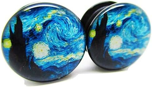 A Starry Night Ear Plugs - Acrylic Screw-On - New - 14 Sizes - Pair (7/8" (22mm)) in Saudi Arabia