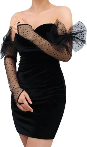 Long Fingerless Lace Gloves with Bow Polka Dot Wedding Bridal Mesh Sheer Gloves Long Opera Party Accessories in Saudi Arabia