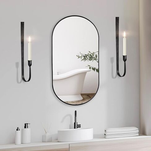 Black Wall Candle Holder Set of 2, Metal Wall Mount Candle Sconces Holder, Modern Wall Decoration for Living Room, Dining Room, Fireplace, and Weddings in Kuwait