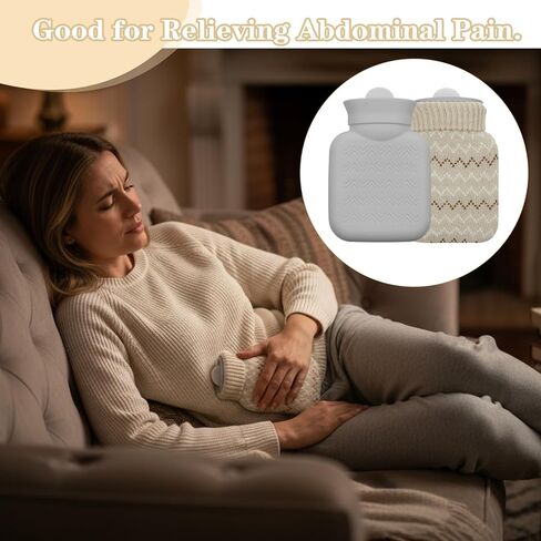 قطعتان من زجاجات المياه الساخنة الصغيرة للضغط الساخن والبارد مع غطاء 320 مل من السيليكون لتسخين الميكروويف وحقيبة مياه صغيرة كهدية للسفر والعطلات، رمادي، وردي in Kuwait