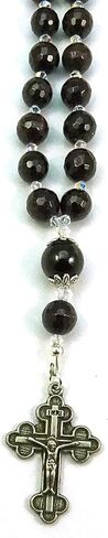 Christian Orthodox 33 Prayer Beads Komboskini Chotki Garnet Gemstone with Made in Holy Land Crucifix and Blessed in the Church of the Holy Sepulcher in Saudi Arabia