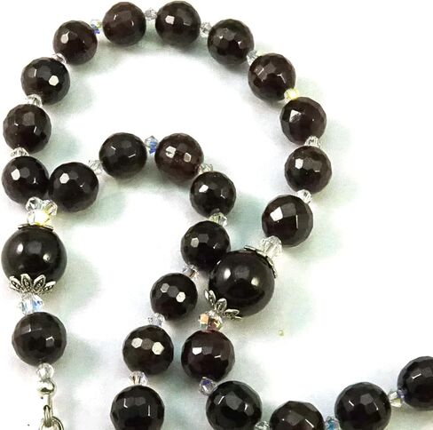 Christian Orthodox 33 Prayer Beads Komboskini Chotki Garnet Gemstone with Made in Holy Land Crucifix and Blessed in the Church of the Holy Sepulcher in Saudi Arabia