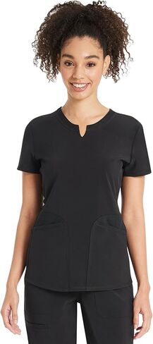 Womens Notch Neck Scrub Top Ultra Soft Stretch Nursing Uniform with 3 Functional Pockets & Moisture Control Fabric in Saudi Arabia