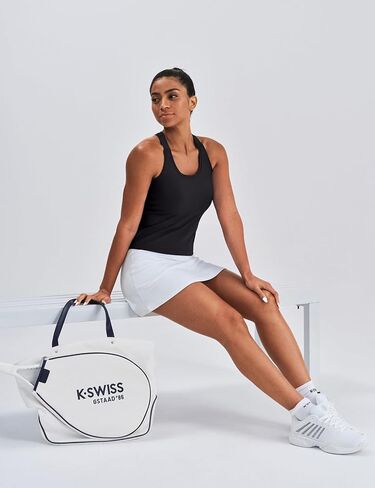 قمصان رياضية للسيدات من K-Swiss - تانك توب Racerback بدون أكمام وطول الخصر وقصة ضيقة لصالة الألعاب الرياضية واليوجا in Kuwait