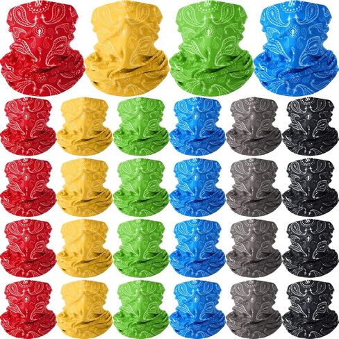 24 Pcs Seamless Neck Gaiter Mask Face Men Bulk Paisley Bandana Scarf Motorcycle Headband Dust Wind and UV Cover in Saudi Arabia