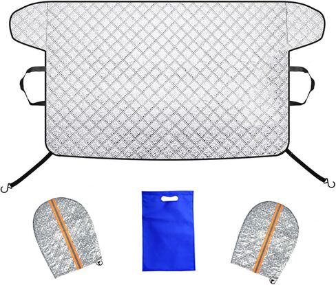 Big Hippo Windshield Cover for Snow and Ice,Windshield Snow Cover Fit for Pickup Truck, Prevent Snow,Ice and Sun Protection,Car Window Snow Brush as Bonus (Size:70.86X 42.5inch/Black) in Kuwait