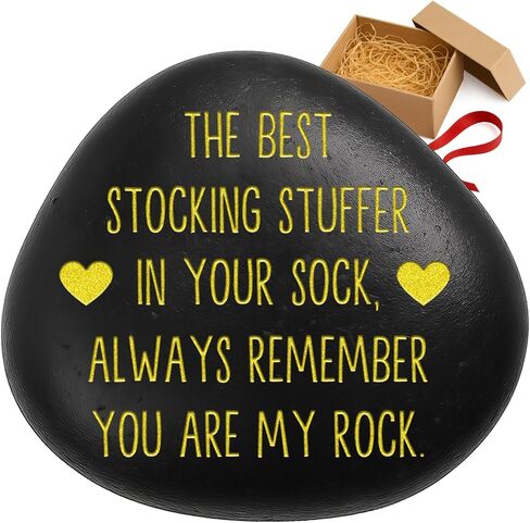 Stocking Stuffers for Adults, Men, Women | Funny 'You are My Rock' Engraved Stone & Sentimental Keepsake | Unique Christmas Gag Gifts for Husband, Wife, Boyfriend in Kuwait