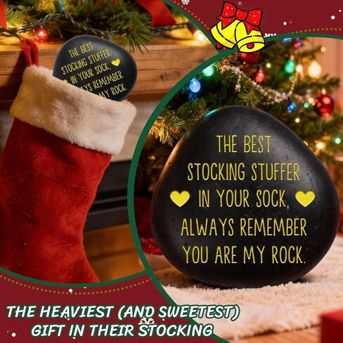 Stocking Stuffers for Adults, Men, Women | Funny 'You are My Rock' Engraved Stone & Sentimental Keepsake | Unique Christmas Gag Gifts for Husband, Wife, Boyfriend in Kuwait