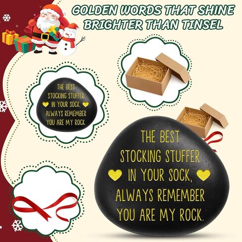 Stocking Stuffers for Adults, Men, Women | Funny 'You are My Rock' Engraved Stone & Sentimental Keepsake | Unique Christmas Gag Gifts for Husband, Wife, Boyfriend in Kuwait