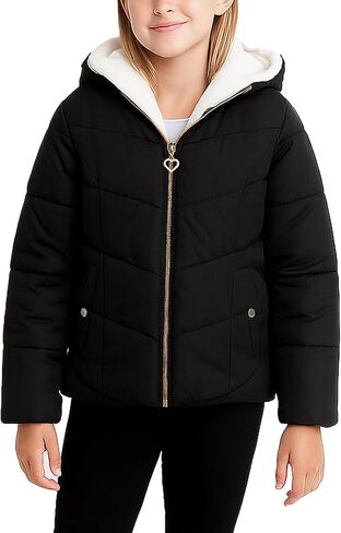KENSIE GIRL Girls Puffer Jacket - Warm Polar Fleece Lined Insulated Hooded Winter Jacket - Cozy Quilted Winter Coat for Girls in Saudi Arabia