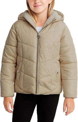 KENSIE GIRL Girls Puffer Jacket - Warm Polar Fleece Lined Insulated Hooded Winter Jacket - Cozy Quilted Winter Coat for Girls in Saudi Arabia