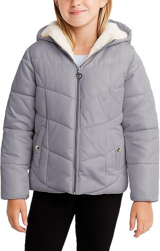 KENSIE GIRL Girls Puffer Jacket - Warm Polar Fleece Lined Insulated Hooded Winter Jacket - Cozy Quilted Winter Coat for Girls in Saudi Arabia
