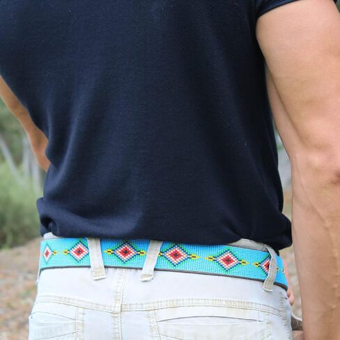 Sambboho - Handmade & Luxury Blue Vogue Men's Leather Hand stitched Belt - Versatile & Durable Belts for any Occasion in Saudi Arabia