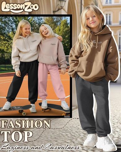 3 Pack Girls' Sweatpants Kids Elastic Waist Joggers Casual Athletic Pull on Teen Sweat Pants with Pockets in Saudi Arabia