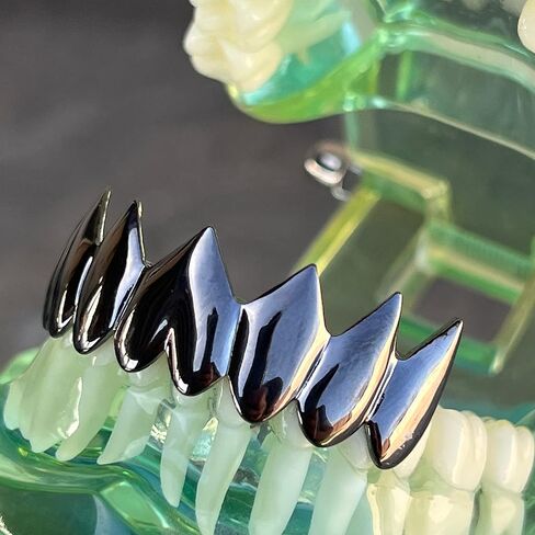 سمك القرش الأسود Grillz ثمانية أسنان سفلية 8 أسنان أنياب مصاص دماء الفم الهيب هوب الشوايات in Kuwait