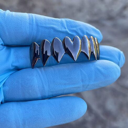 سمك القرش الأسود Grillz ثمانية أسنان سفلية 8 أسنان أنياب مصاص دماء الفم الهيب هوب الشوايات in Kuwait