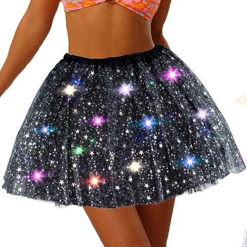 Florry Light Up Tutus Glow Tutu Skirt Neon LED Tulle Tutu Stars Halloween Party Carnival Costume for Women Adults in Saudi Arabia