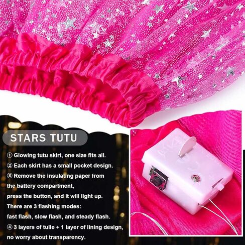 Florry Light Up Tutus Glow Tutu Skirt Neon LED Tulle Tutu Stars Halloween Party Carnival Costume for Women Adults in Saudi Arabia